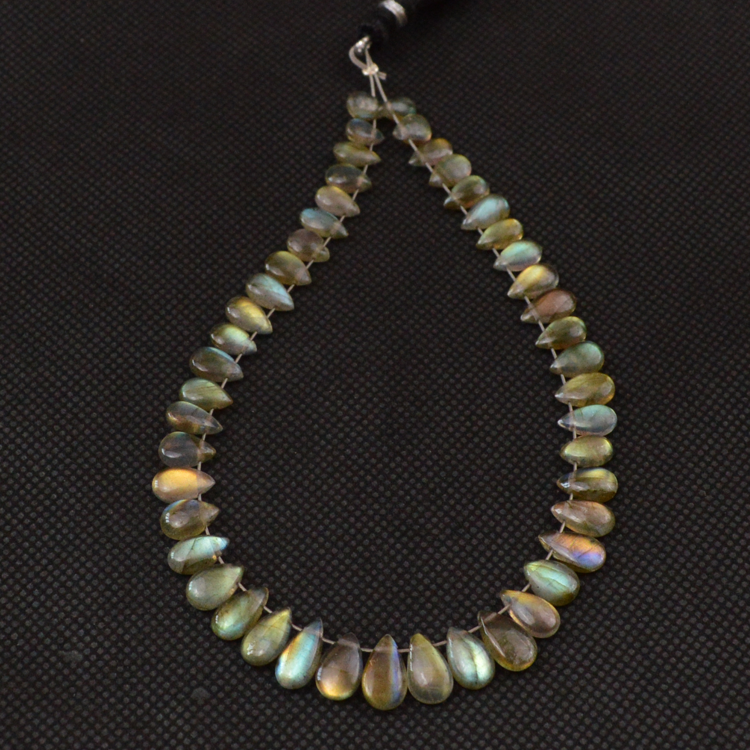 47 Pcs 46 Cts Natural Labradorite Drop Beads Side Drilled Briolette Gemstone 9x5 6x5mm 18639