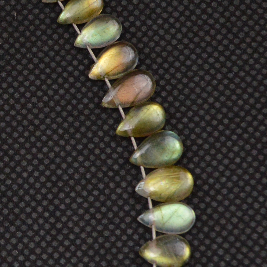 47 Pcs 46 Cts Natural Labradorite Drop Beads Side Drilled Briolette Gemstone 9x5 6x5mm 18639