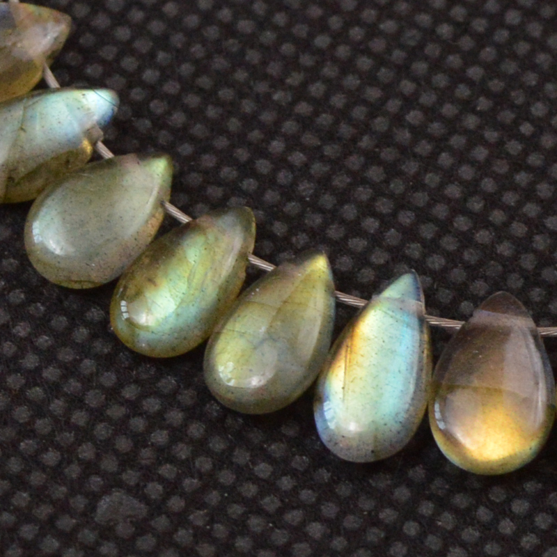 47 Pcs 46 Cts Natural Labradorite Drop Beads Side Drilled Briolette Gemstone 9x5 6x5mm 18639