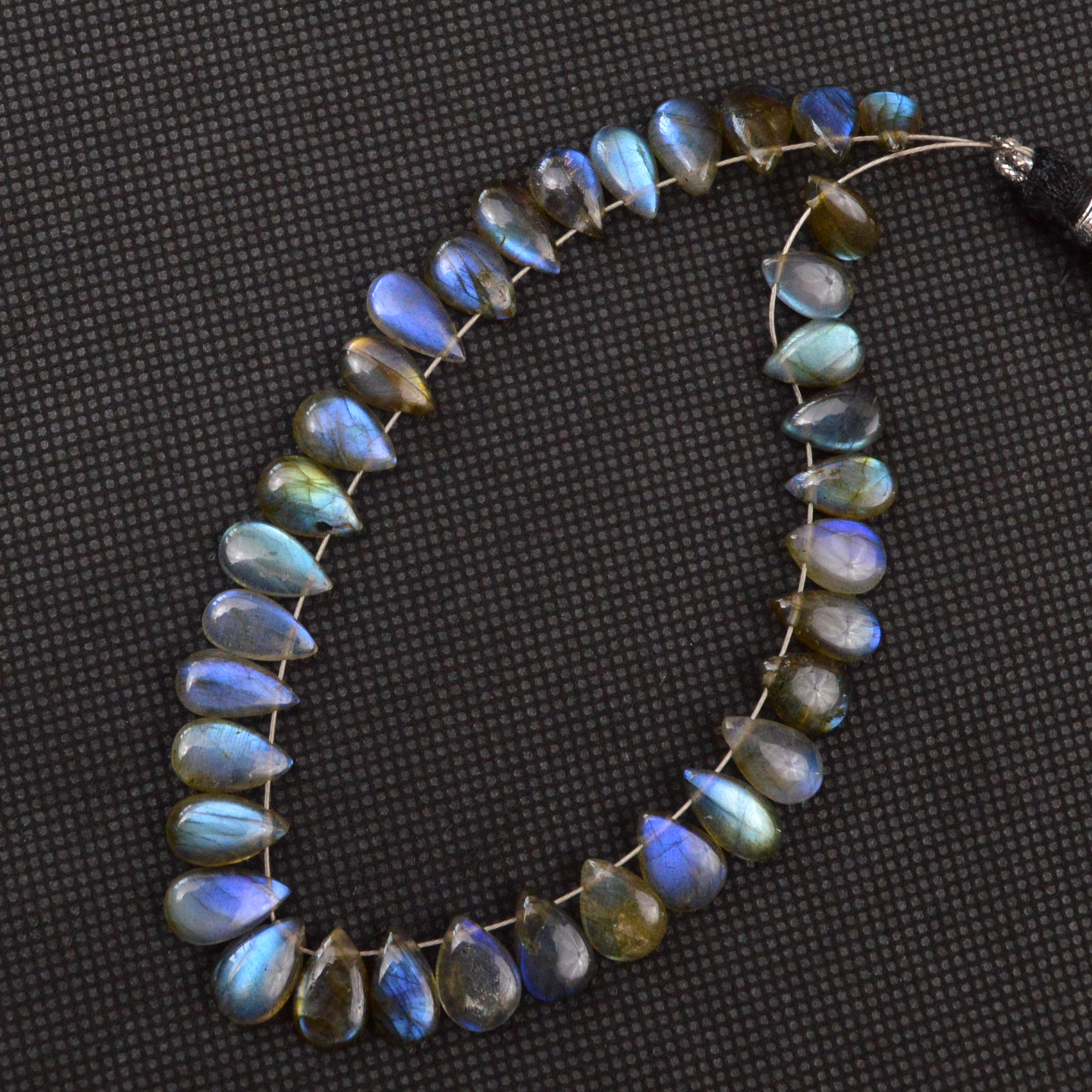 35 Pcs 69 Cts Natural Labradorite Drop Beads Side Drilled Briolette Gemstone 9x5 8x4mm 18641