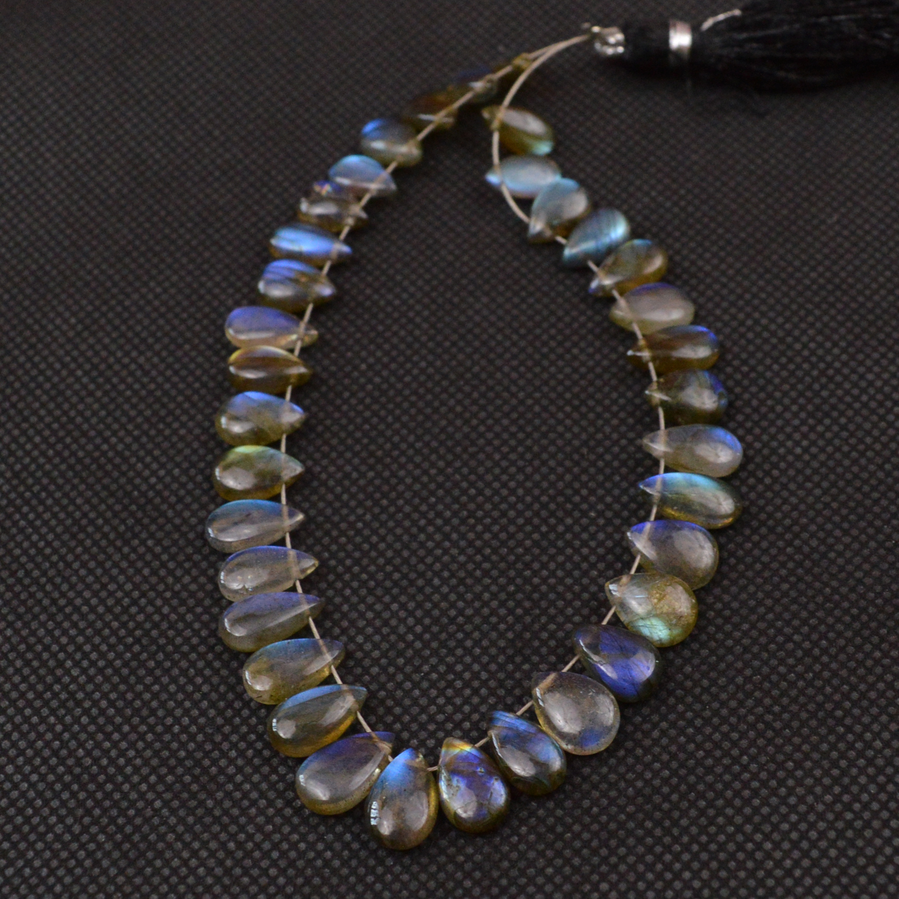 35 Pcs 69 Cts Natural Labradorite Drop Beads Side Drilled Briolette Gemstone 9x5 8x4mm 18641