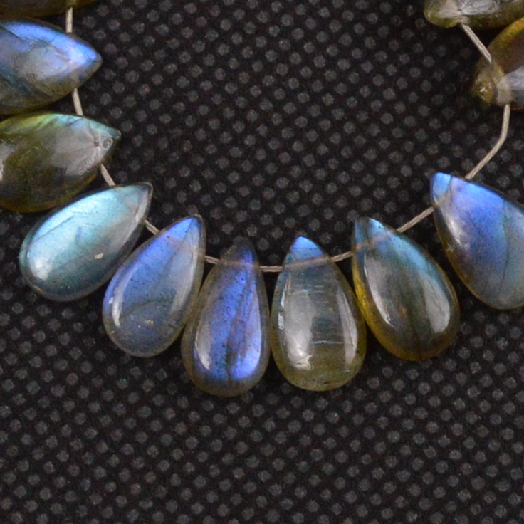 35 Pcs 69 Cts Natural Labradorite Drop Beads Side Drilled Briolette Gemstone 9x5 8x4mm 18641
