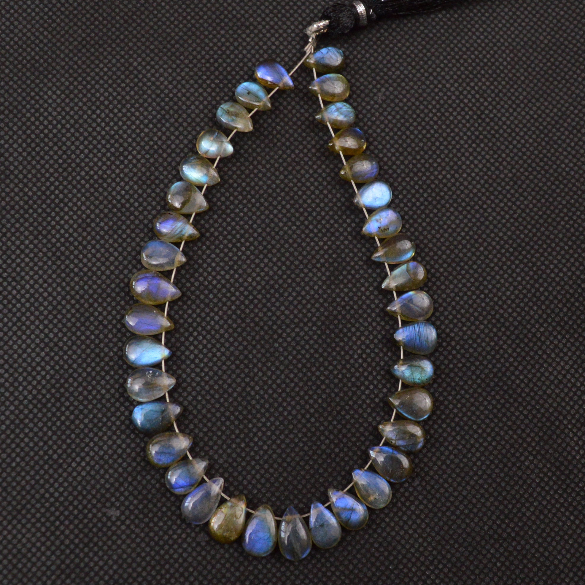 37 Pcs 62 Cts Natural Labradorite Drop Beads Side Drilled Briolette Gemstone 8x5 8x5mm 18642