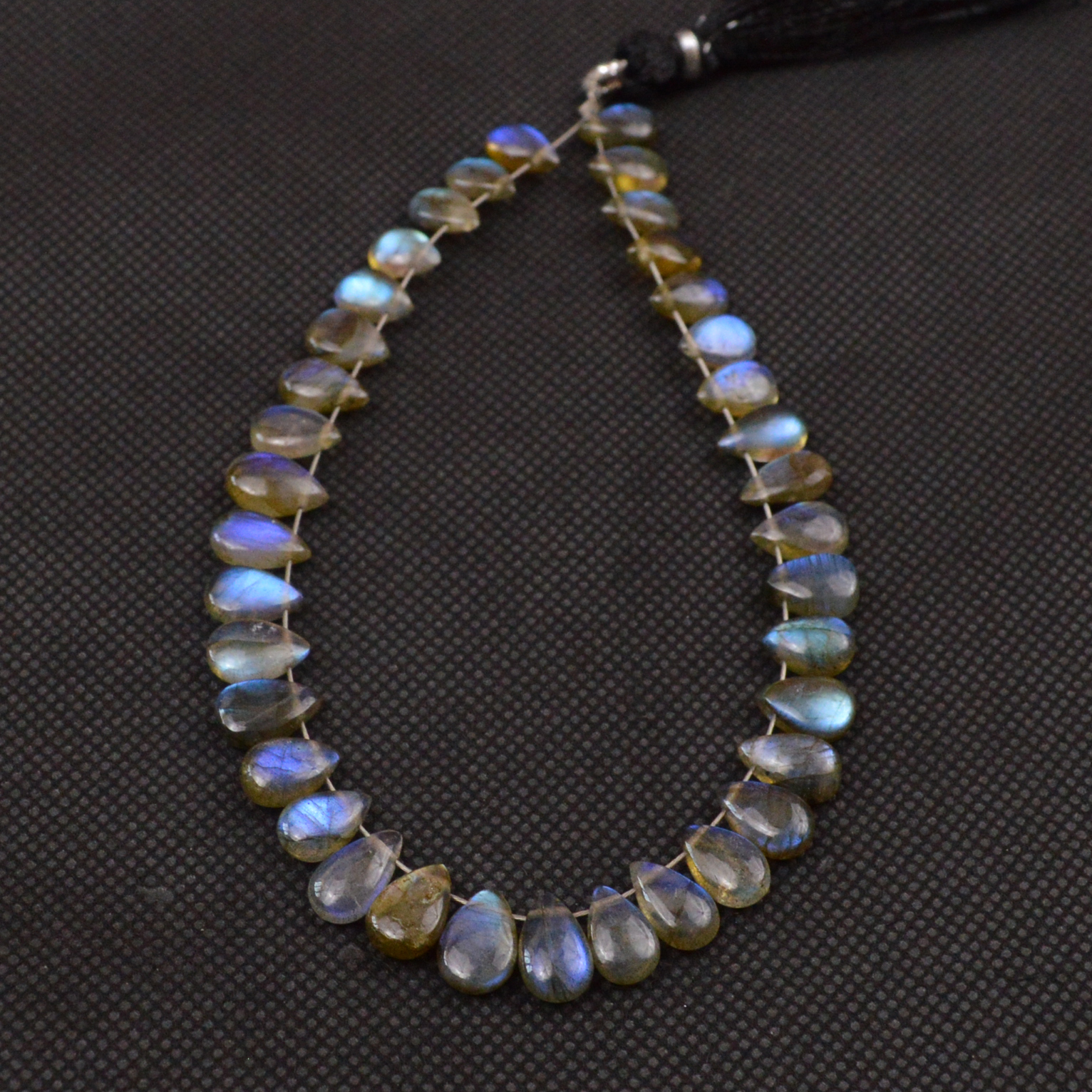 37 Pcs 62 Cts Natural Labradorite Drop Beads Side Drilled Briolette Gemstone 8x5 8x5mm 18642