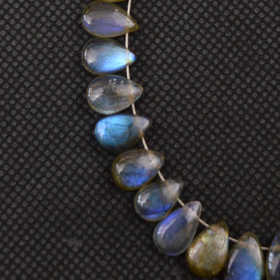37 Pcs 62 Cts Natural Labradorite Drop Beads Side Drilled Briolette Gemstone 8x5 8x5mm 18642