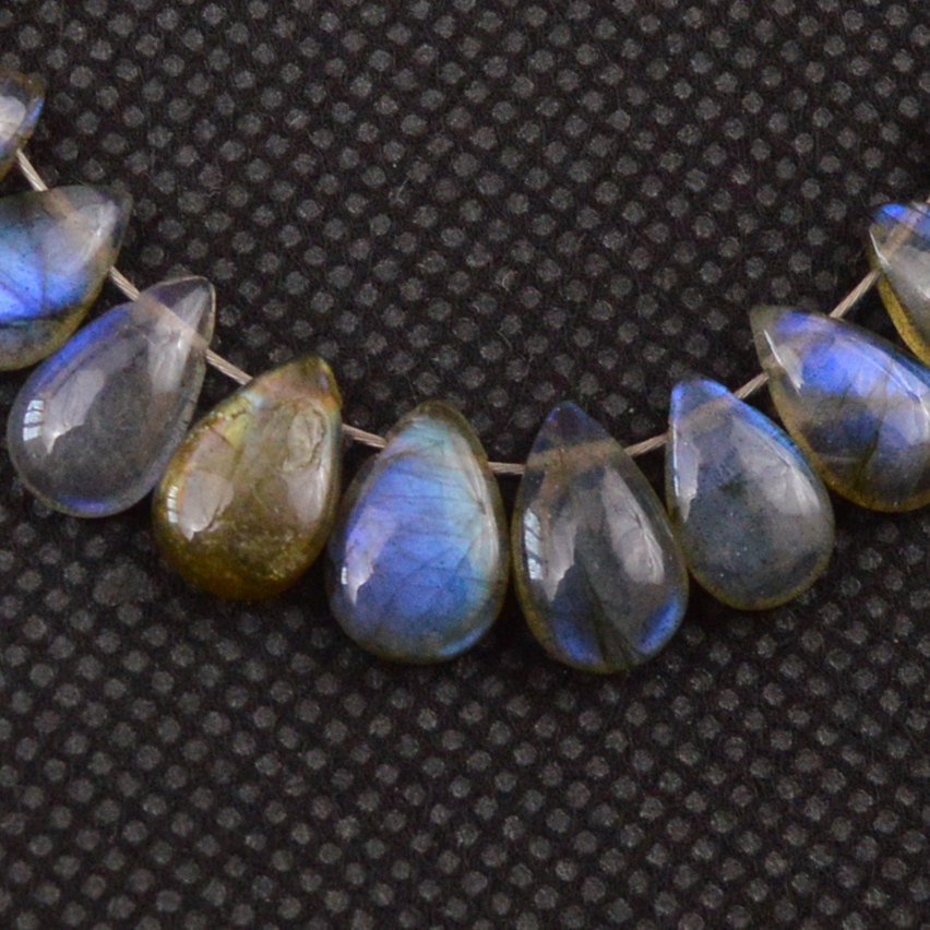 37 Pcs 62 Cts Natural Labradorite Drop Beads Side Drilled Briolette Gemstone 8x5 8x5mm 18642