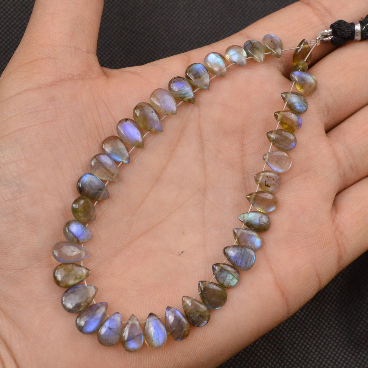 37 Pcs 62 Cts Natural Labradorite Drop Beads Side Drilled Briolette Gemstone 8x5 8x5mm 18642