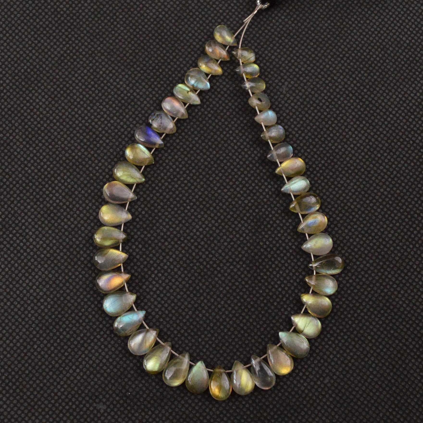 42 Pcs 54 Cts Natural Labradorite Drop Beads Side Drilled Briolette Gemstone 8x3 4x3mm 18644