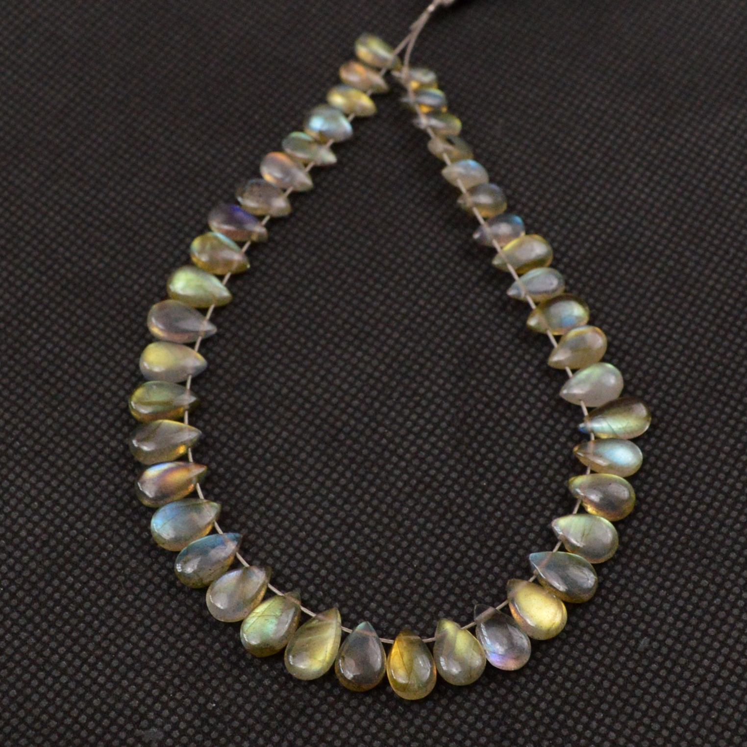 42 Pcs 54 Cts Natural Labradorite Drop Beads Side Drilled Briolette Gemstone 8x3 4x3mm 18644