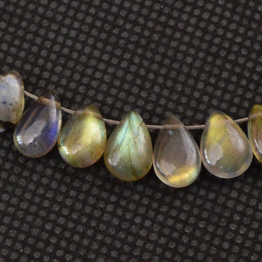 42 Pcs 54 Cts Natural Labradorite Drop Beads Side Drilled Briolette Gemstone 8x3 4x3mm 18644