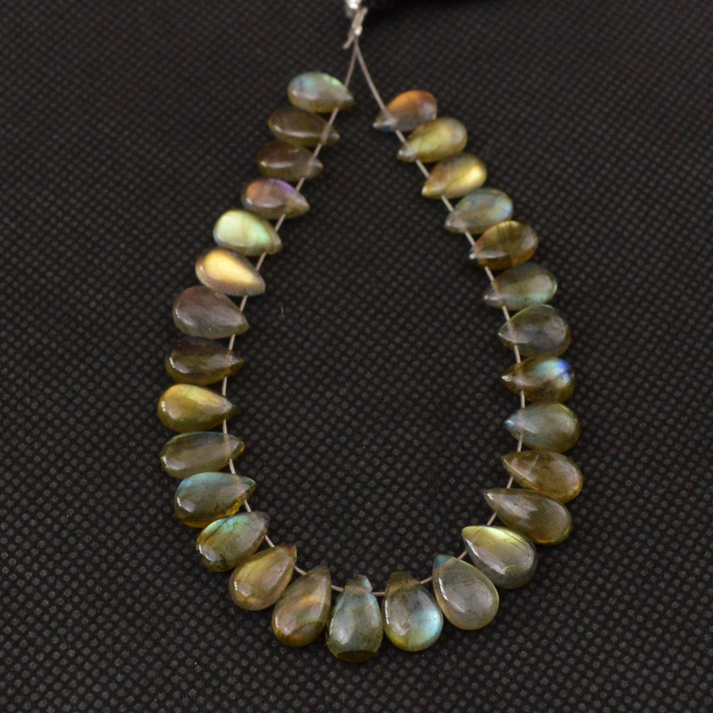 29 Pcs 52 Cts Natural Labradorite Drop Beads Side Drilled Briolette Gemstone 9x4 7x4mm 18645