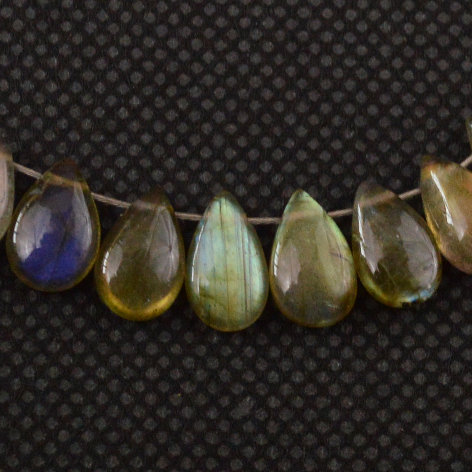 29 Pcs 52 Cts Natural Labradorite Drop Beads Side Drilled Briolette Gemstone 9x4 7x4mm 18645