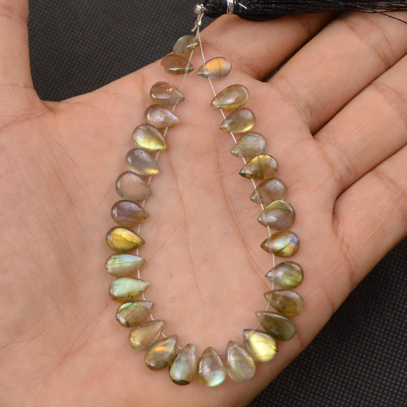 29 Pcs 52 Cts Natural Labradorite Drop Beads Side Drilled Briolette Gemstone 9x4 7x4mm 18645