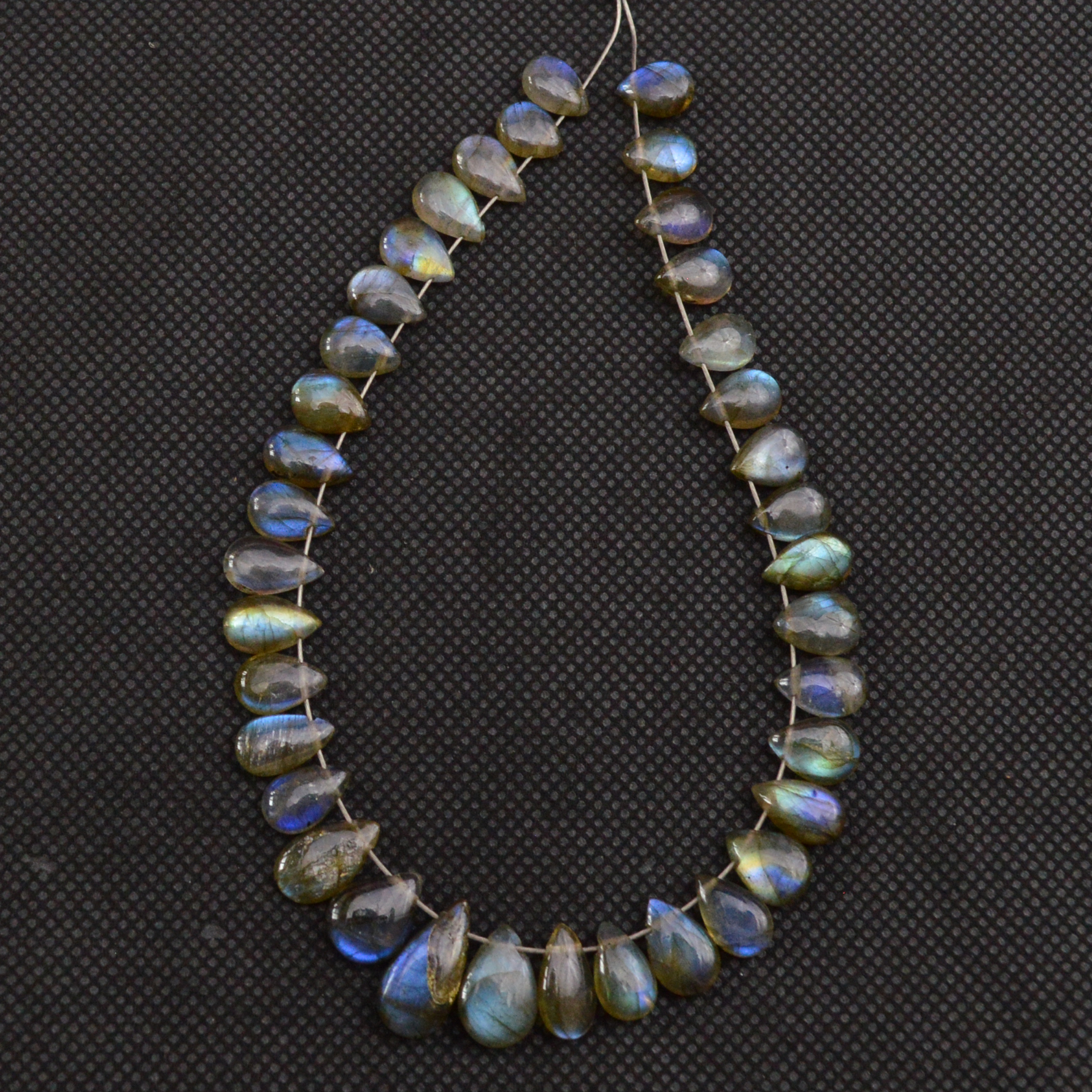37 Pcs 62 Cts Natural Labradorite Drop Beads Side Drilled Briolette Gemstone 12x6 6x4mm 18646