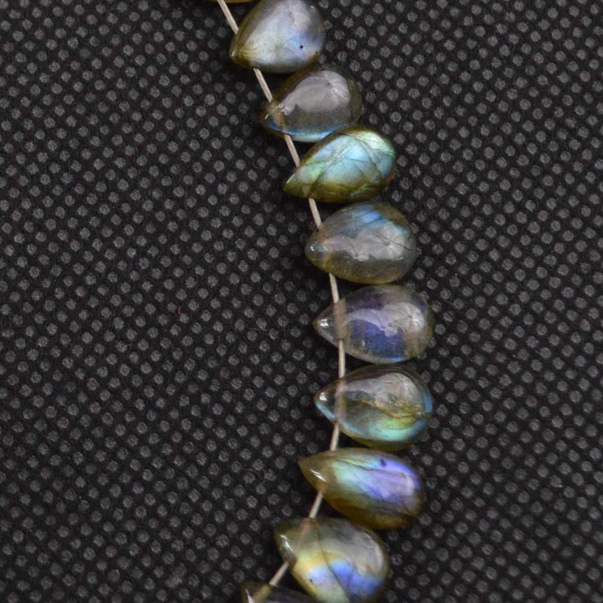 37 Pcs 62 Cts Natural Labradorite Drop Beads Side Drilled Briolette Gemstone 12x6 6x4mm 18646