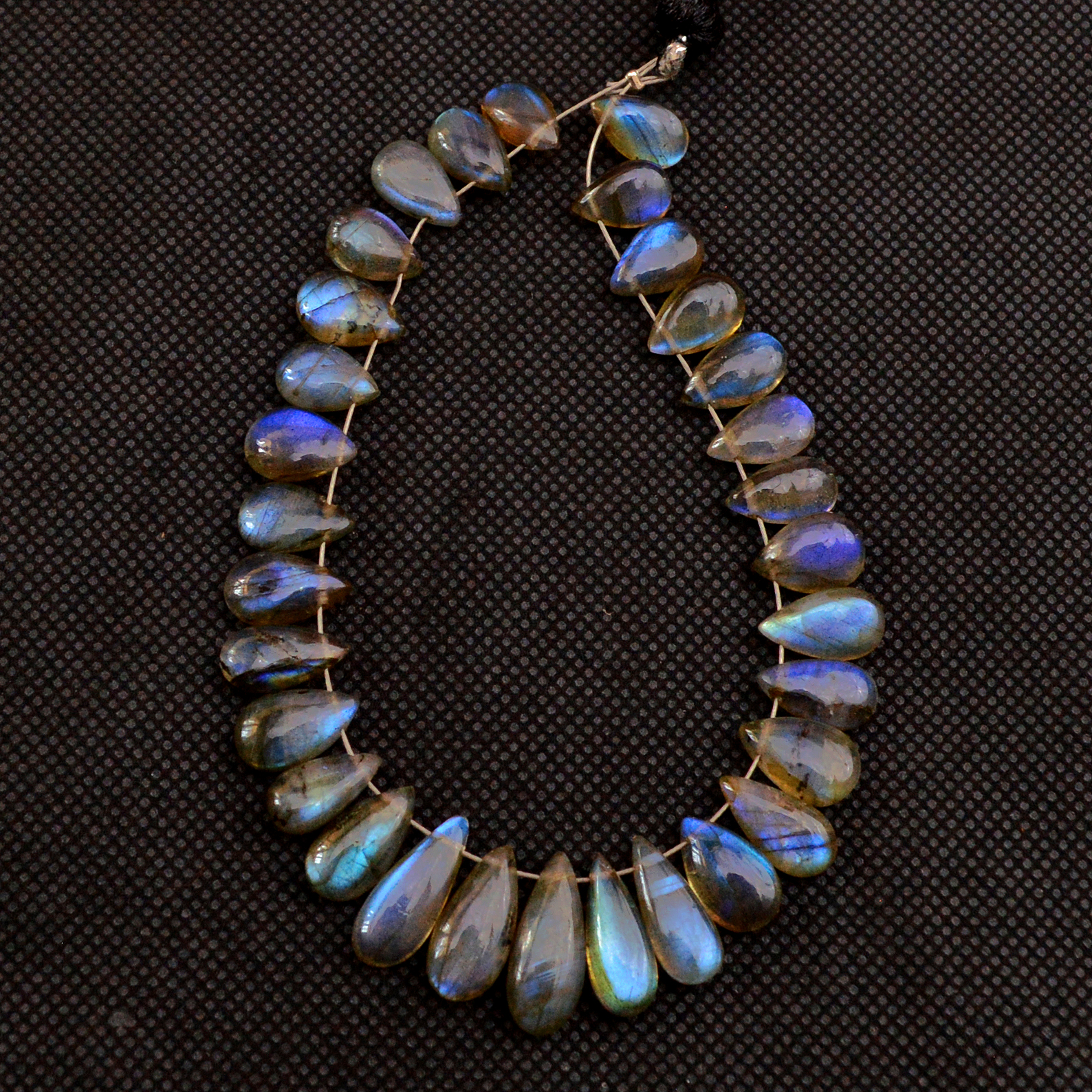 31 Pcs 86 Cts Natural Labradorite Drop Beads Side Drilled Briolette Gemstone 15x5 8x5mm 18647