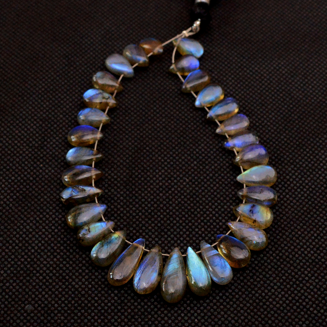 31 Pcs 86 Cts Natural Labradorite Drop Beads Side Drilled Briolette Gemstone 15x5 8x5mm 18647