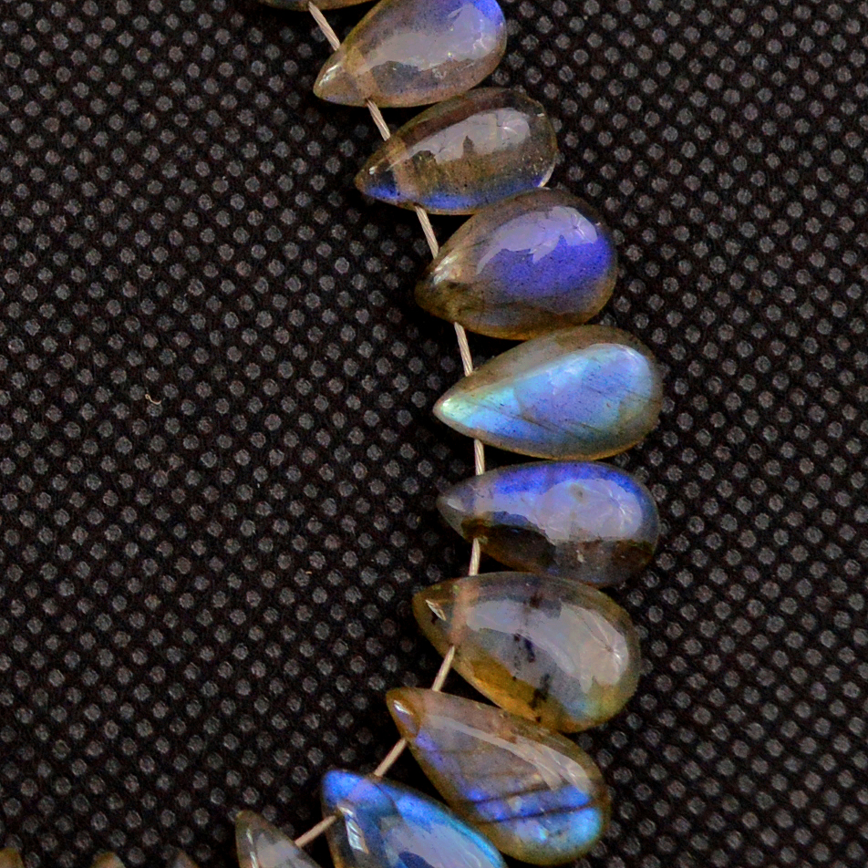 31 Pcs 86 Cts Natural Labradorite Drop Beads Side Drilled Briolette Gemstone 15x5 8x5mm 18647