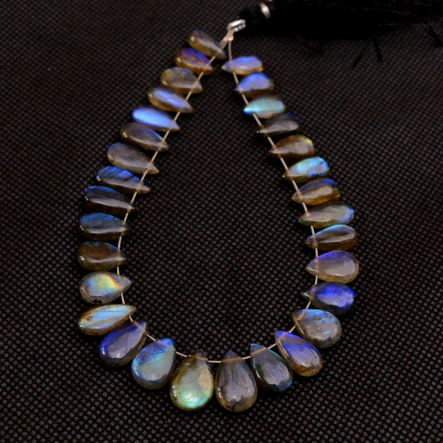 30 Pcs 81 Cts Natural Labradorite Drop Beads Side Drilled Briolette Gemstone 11x7 9x4mm 18649