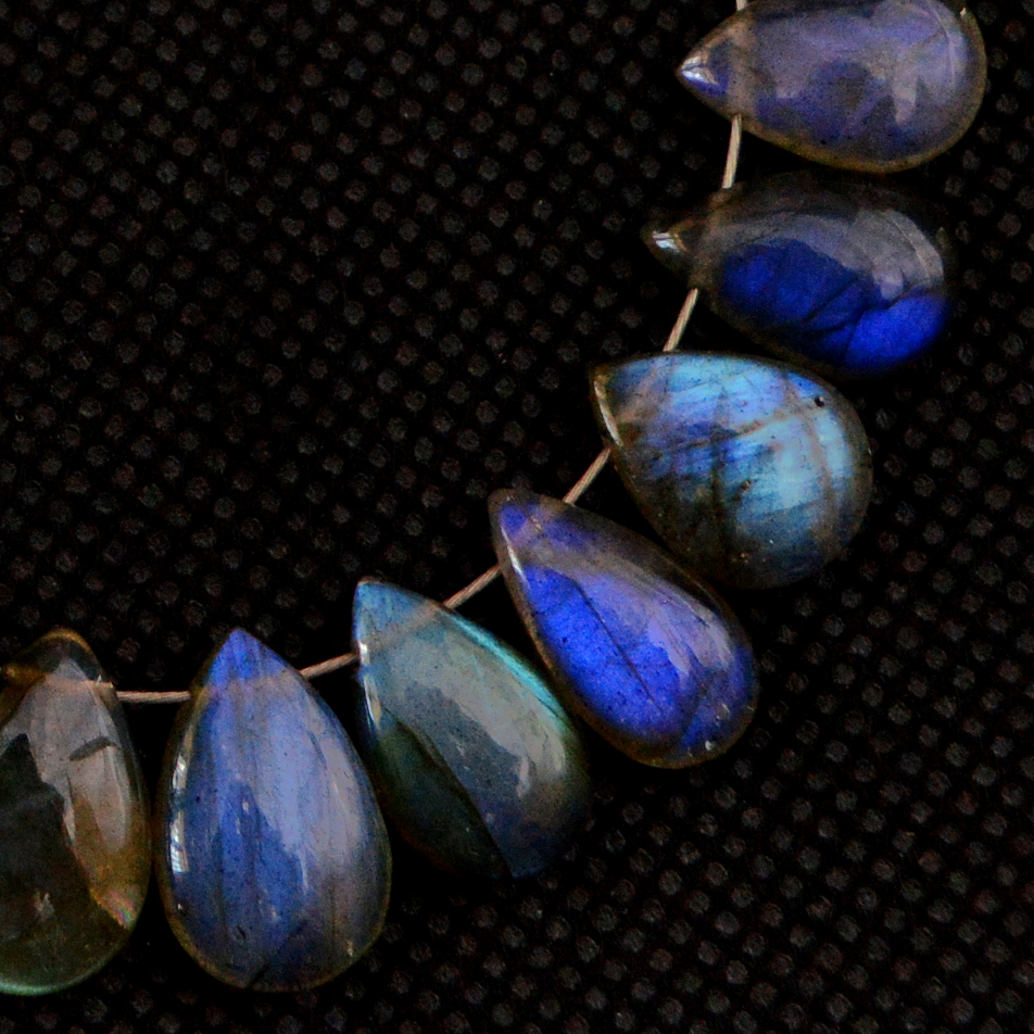30 Pcs 81 Cts Natural Labradorite Drop Beads Side Drilled Briolette Gemstone 11x7 9x4mm 18649