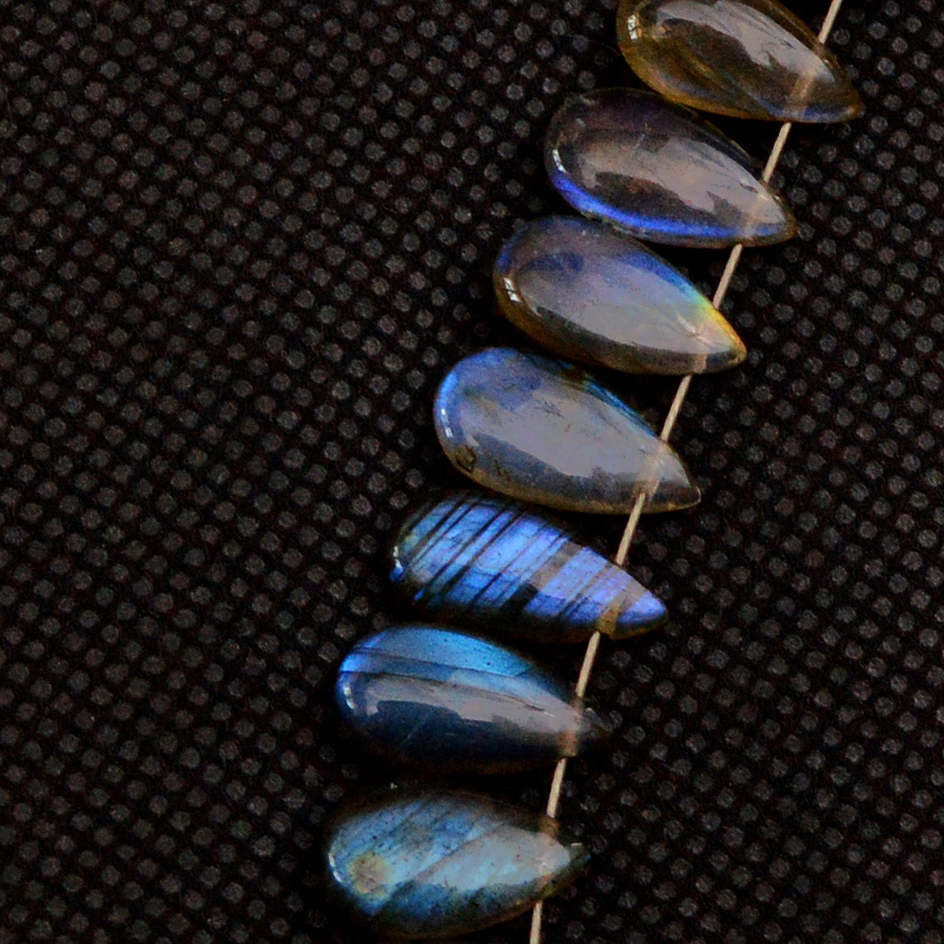 30 Pcs 81 Cts Natural Labradorite Drop Beads Side Drilled Briolette Gemstone 11x7 9x4mm 18649