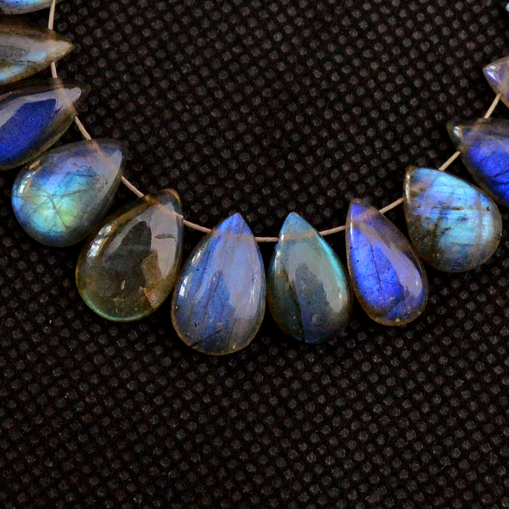 30 Pcs 81 Cts Natural Labradorite Drop Beads Side Drilled Briolette Gemstone 11x7 9x4mm 18649