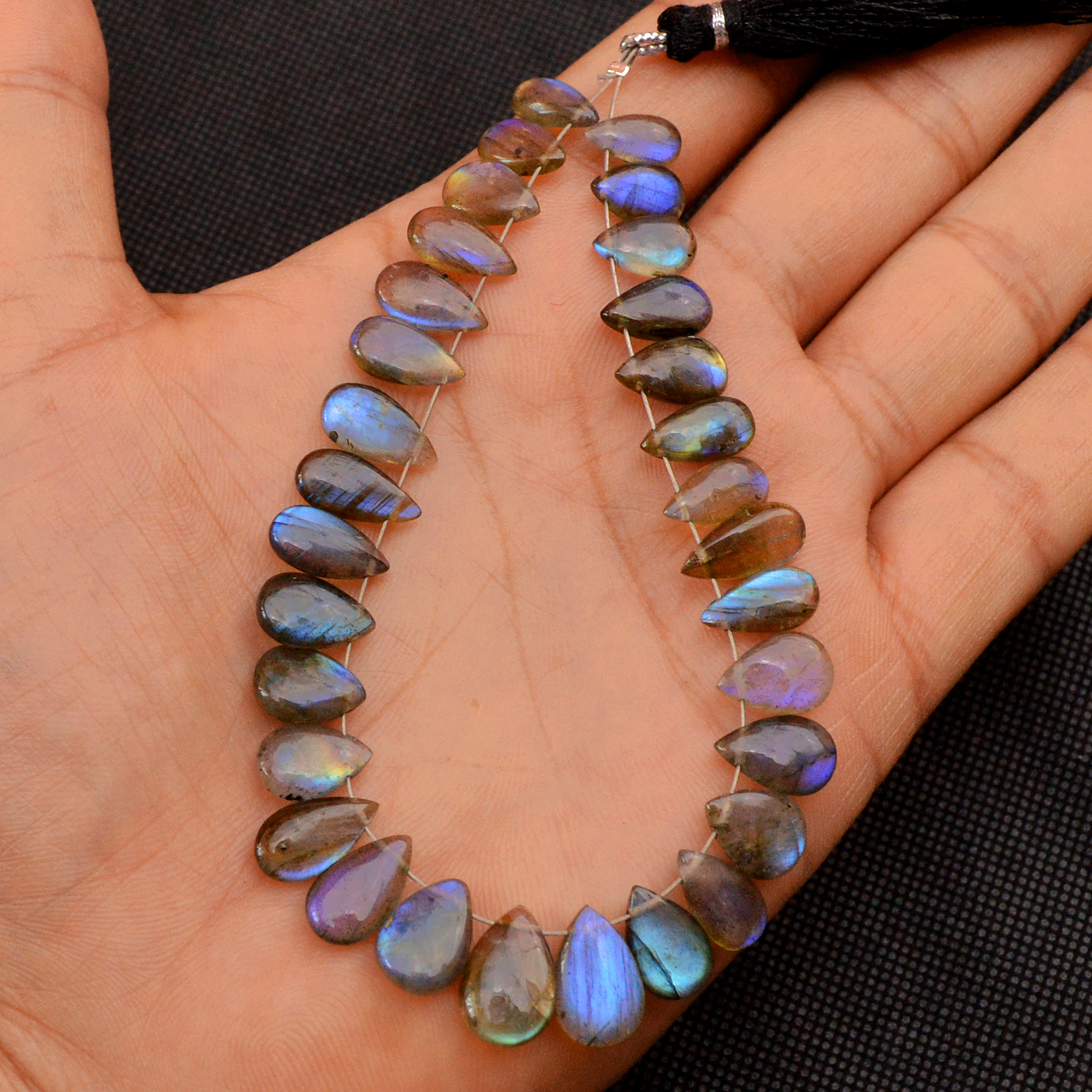30 Pcs 81 Cts Natural Labradorite Drop Beads Side Drilled Briolette Gemstone 11x7 9x4mm 18649