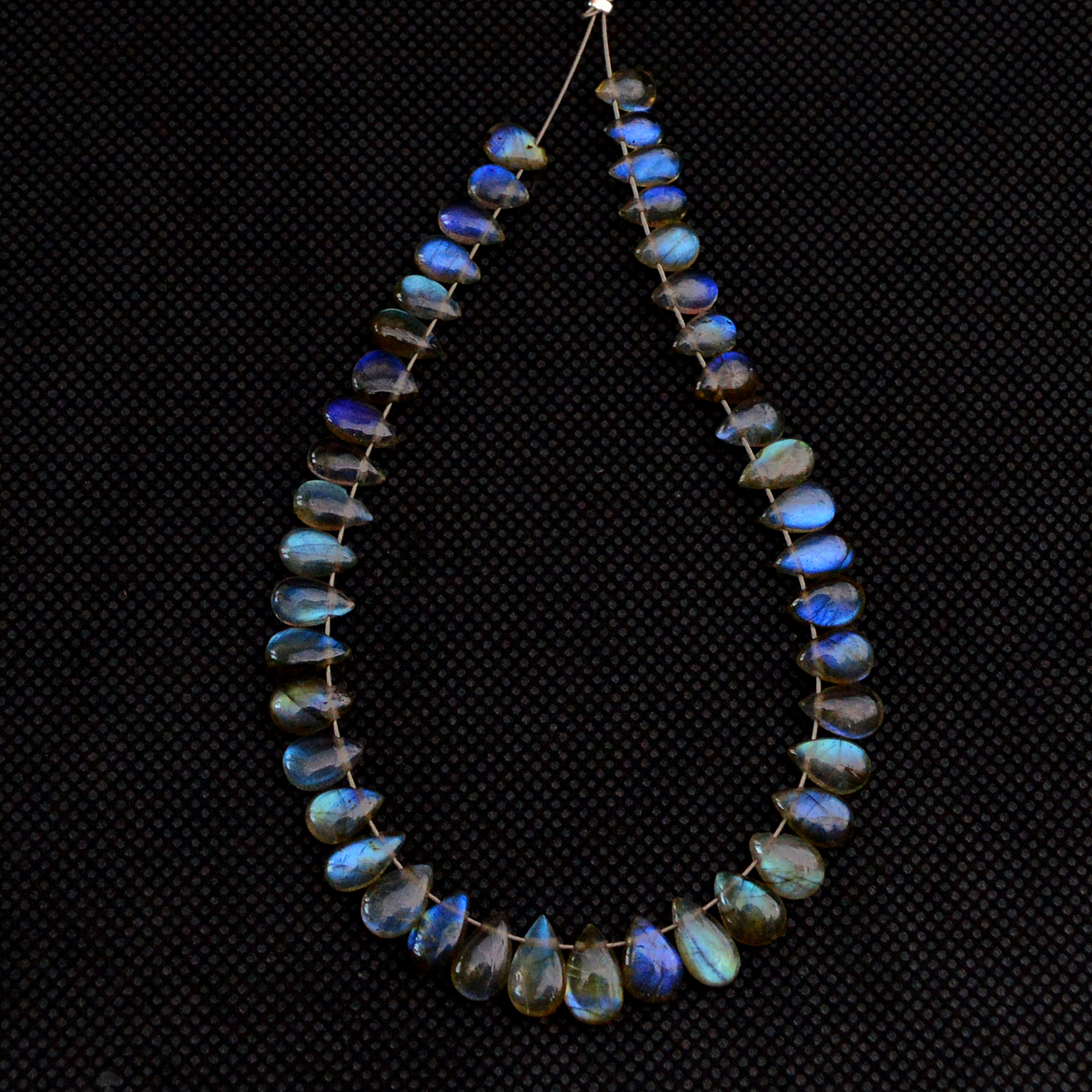 43 Pcs 38 Cts Natural Labradorite Drop Beads Side Drilled Briolette Gemstone 7x3 4x2mm 18650