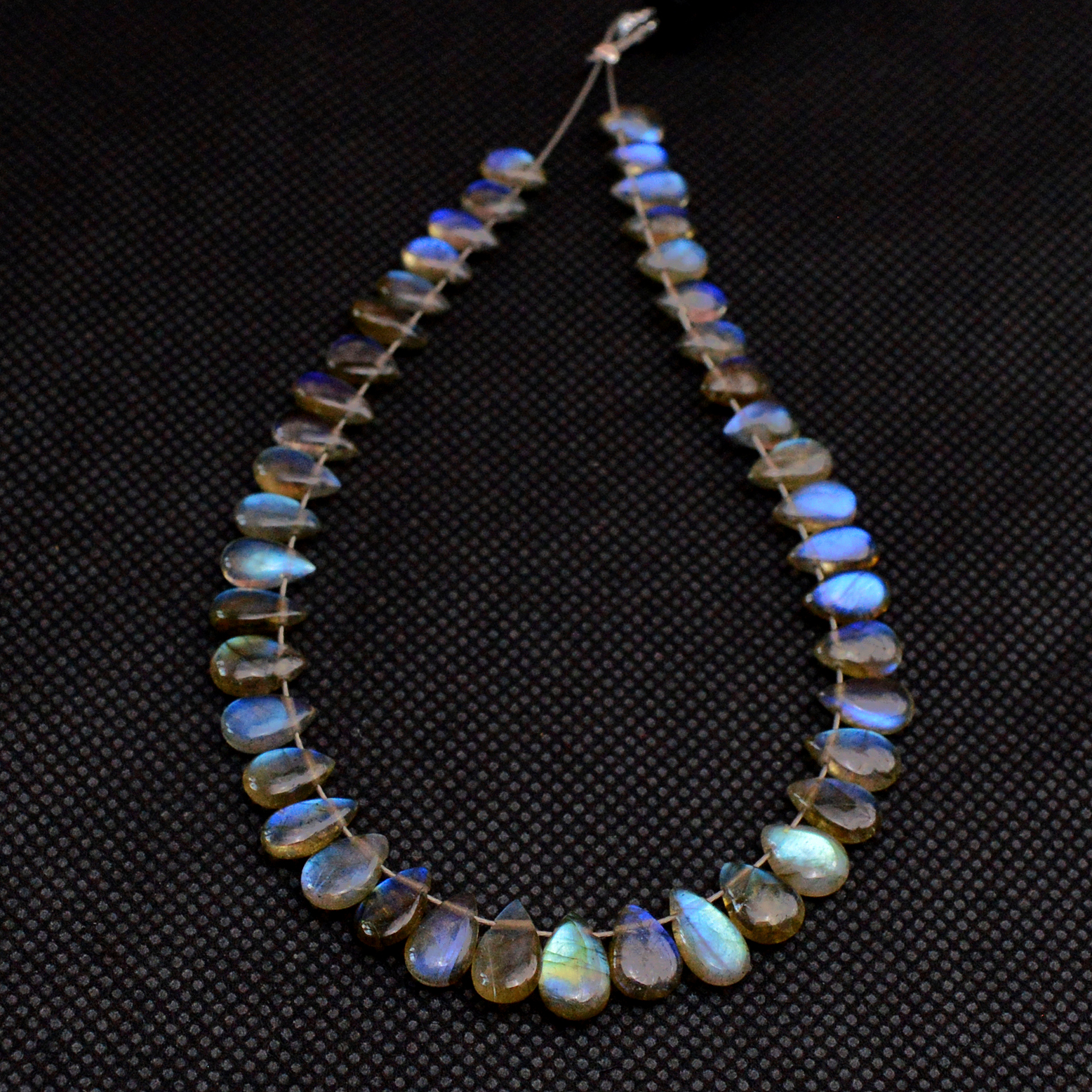 43 Pcs 38 Cts Natural Labradorite Drop Beads Side Drilled Briolette Gemstone 7x3 4x2mm 18650