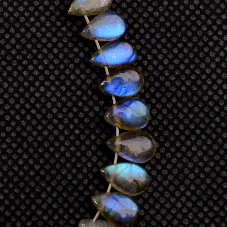43 Pcs 38 Cts Natural Labradorite Drop Beads Side Drilled Briolette Gemstone 7x3 4x2mm 18650