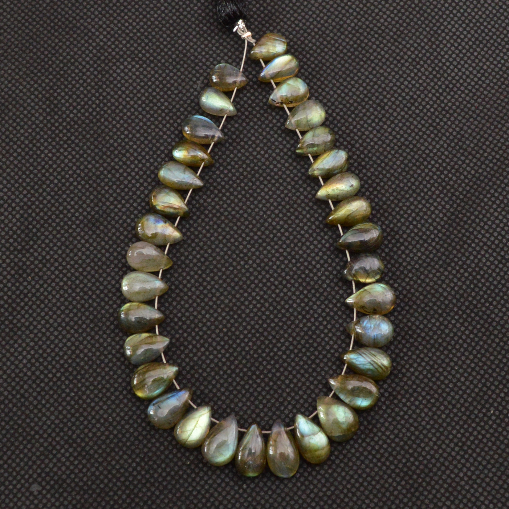 33 Pcs 81 Cts Natural Labradorite Drop Beads Side Drilled Briolette Gemstone 10x5 7x4mm 18651