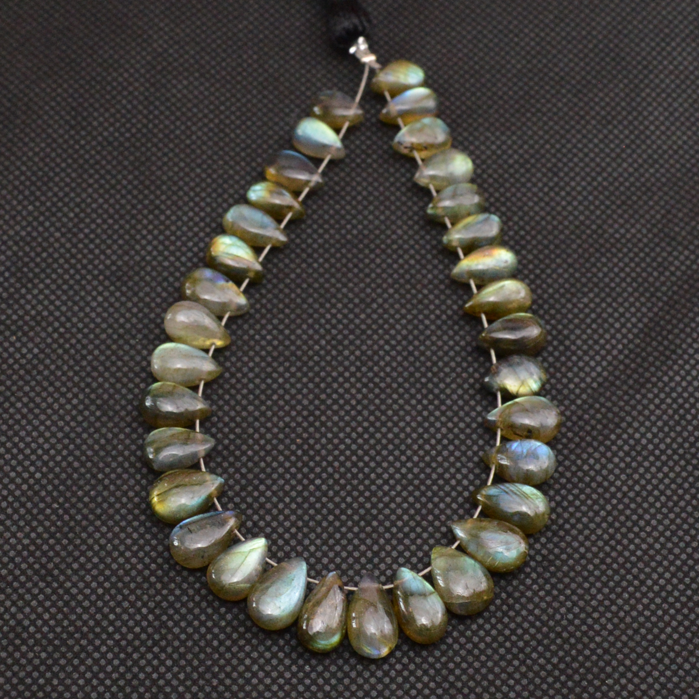 33 Pcs 81 Cts Natural Labradorite Drop Beads Side Drilled Briolette Gemstone 10x5 7x4mm 18651