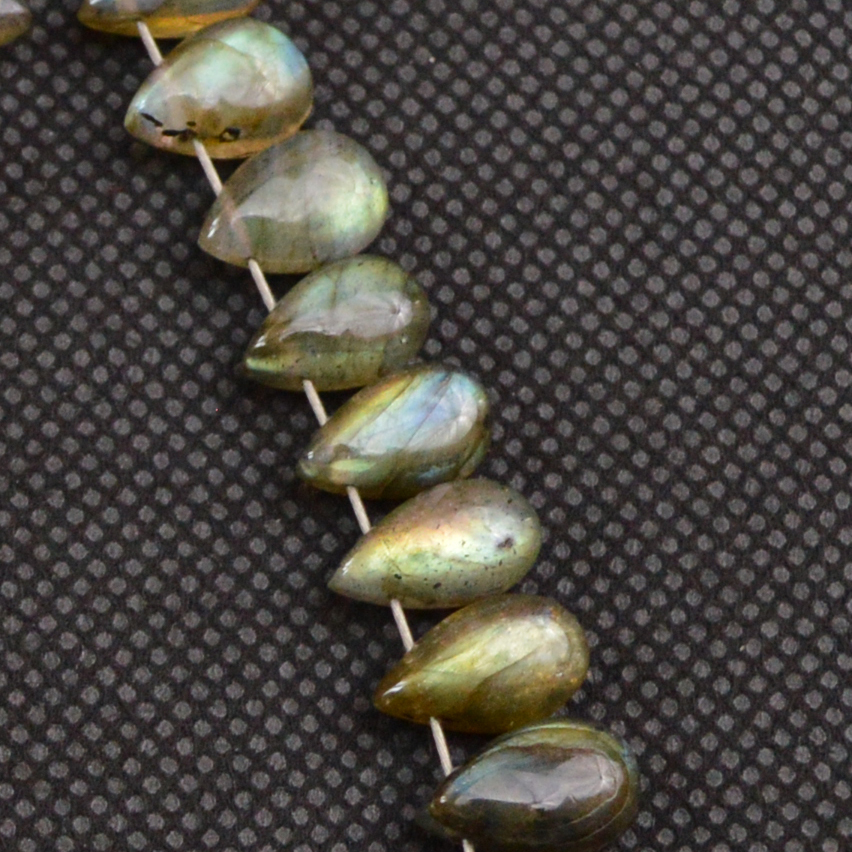 33 Pcs 81 Cts Natural Labradorite Drop Beads Side Drilled Briolette Gemstone 10x5 7x4mm 18651