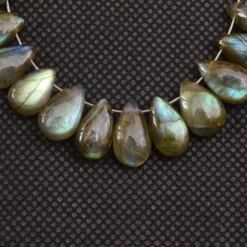 33 Pcs 81 Cts Natural Labradorite Drop Beads Side Drilled Briolette Gemstone 10x5 7x4mm 18651