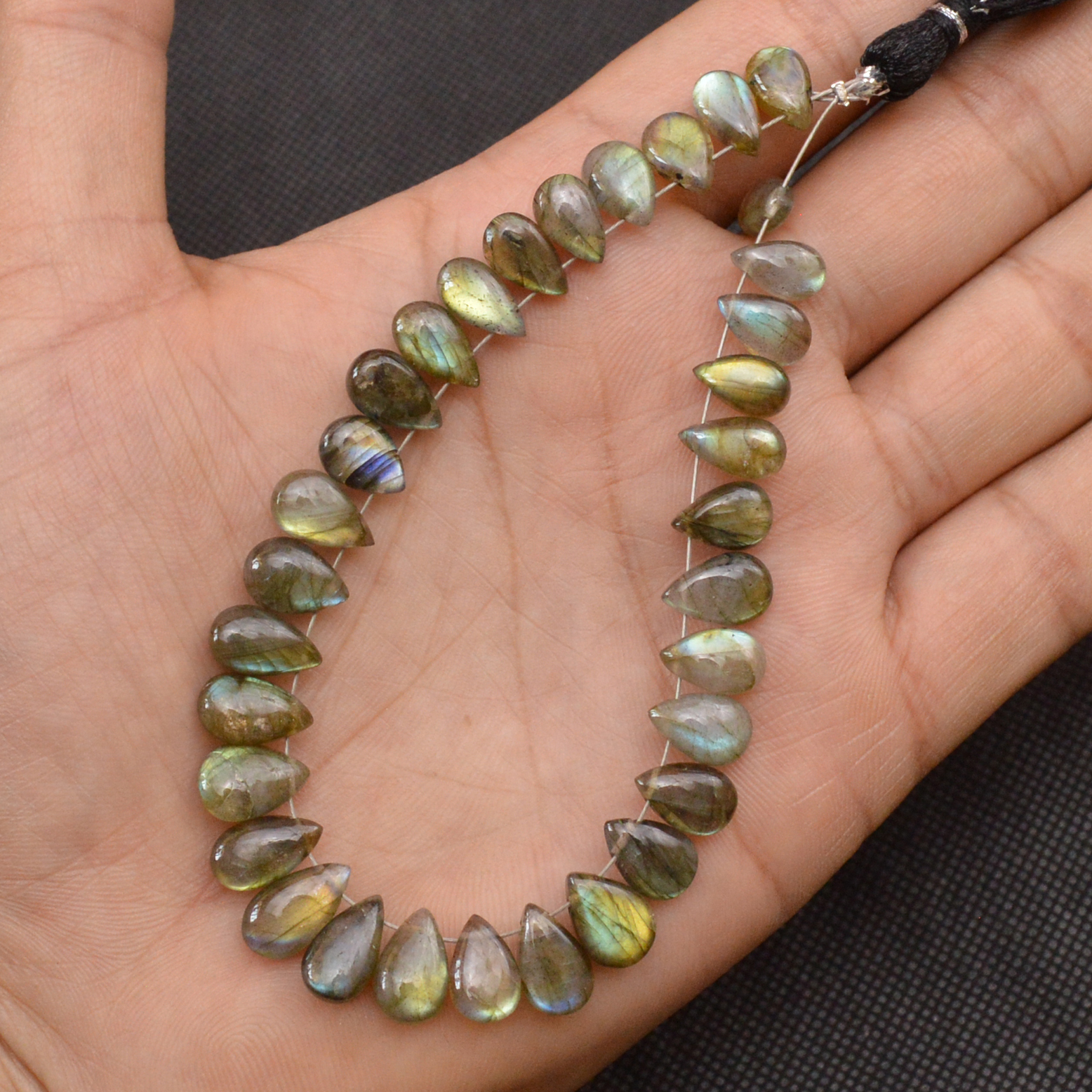 33 Pcs 81 Cts Natural Labradorite Drop Beads Side Drilled Briolette Gemstone 10x5 7x4mm 18651