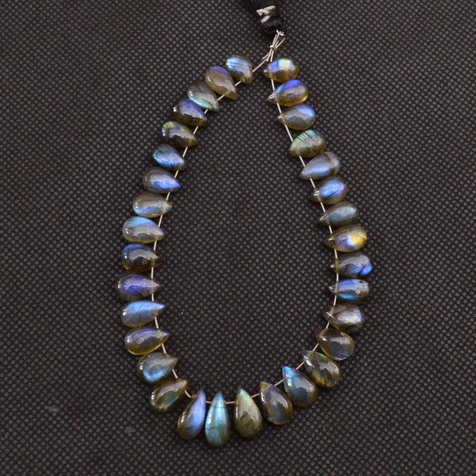 33 Pcs 76 Cts Natural Labradorite Drop Beads Side Drilled Briolette Gemstone 10x4 7x4mm 18652