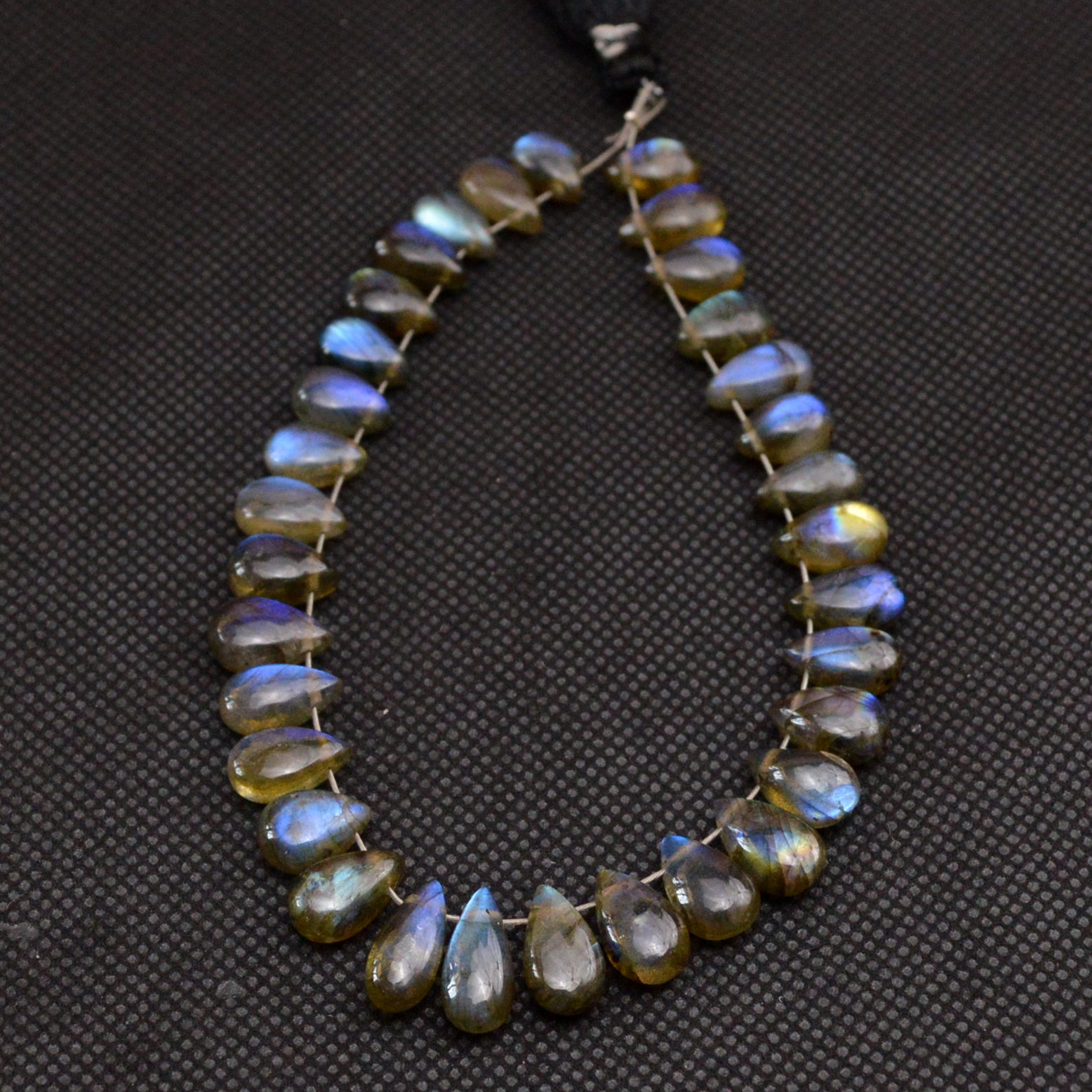 33 Pcs 76 Cts Natural Labradorite Drop Beads Side Drilled Briolette Gemstone 10x4 7x4mm 18652