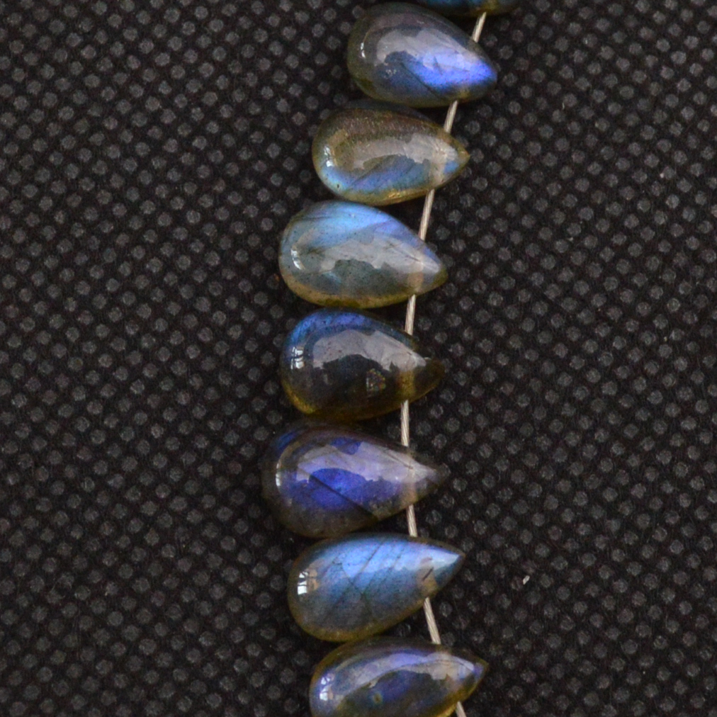 33 Pcs 76 Cts Natural Labradorite Drop Beads Side Drilled Briolette Gemstone 10x4 7x4mm 18652