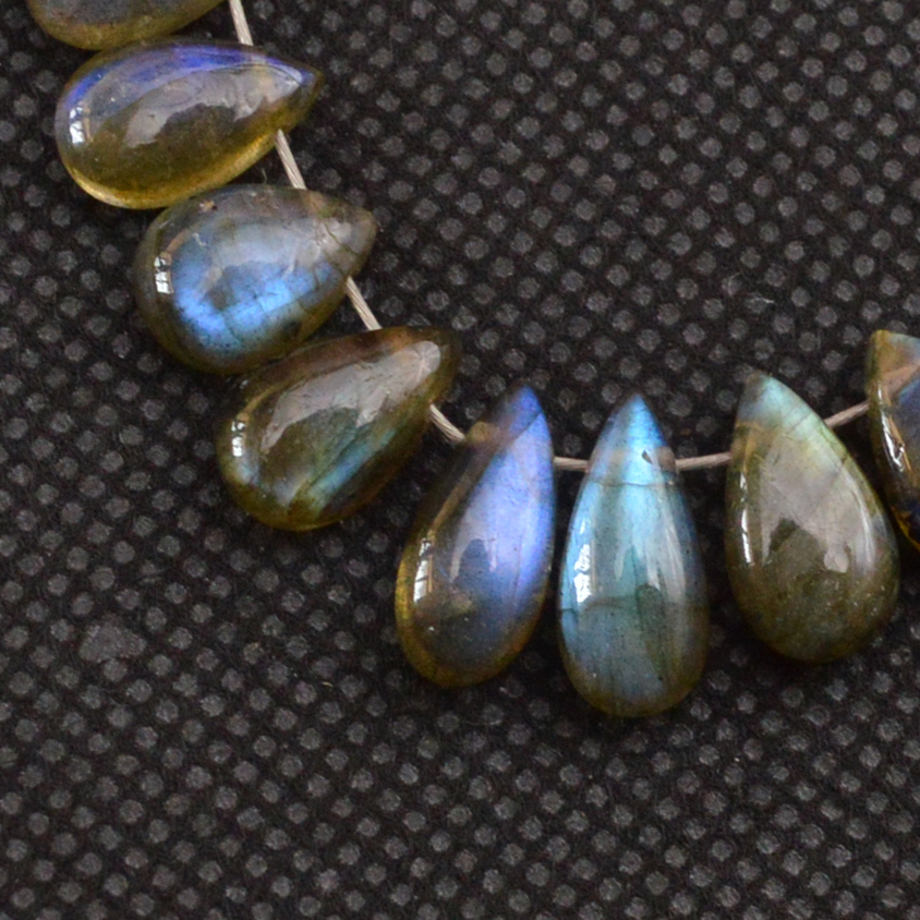 33 Pcs 76 Cts Natural Labradorite Drop Beads Side Drilled Briolette Gemstone 10x4 7x4mm 18652