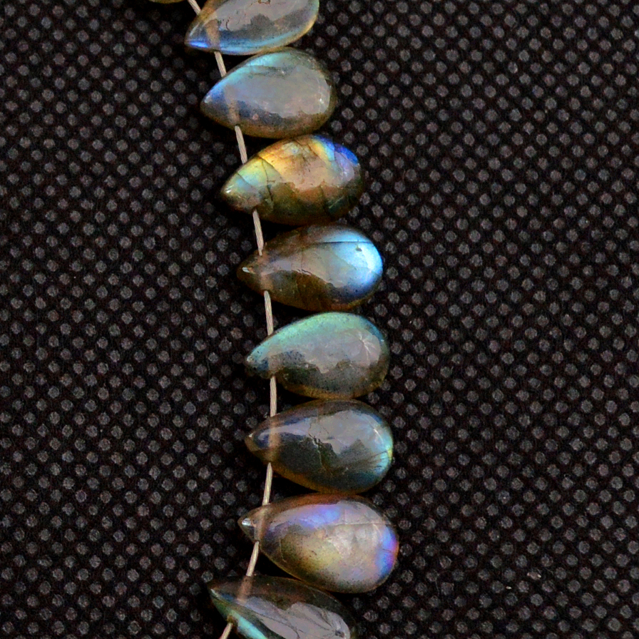29 Pcs 58 Cts Natural Labradorite Drop Beads Side Drilled Briolette Gemstone 11x6 8x4mm 18653