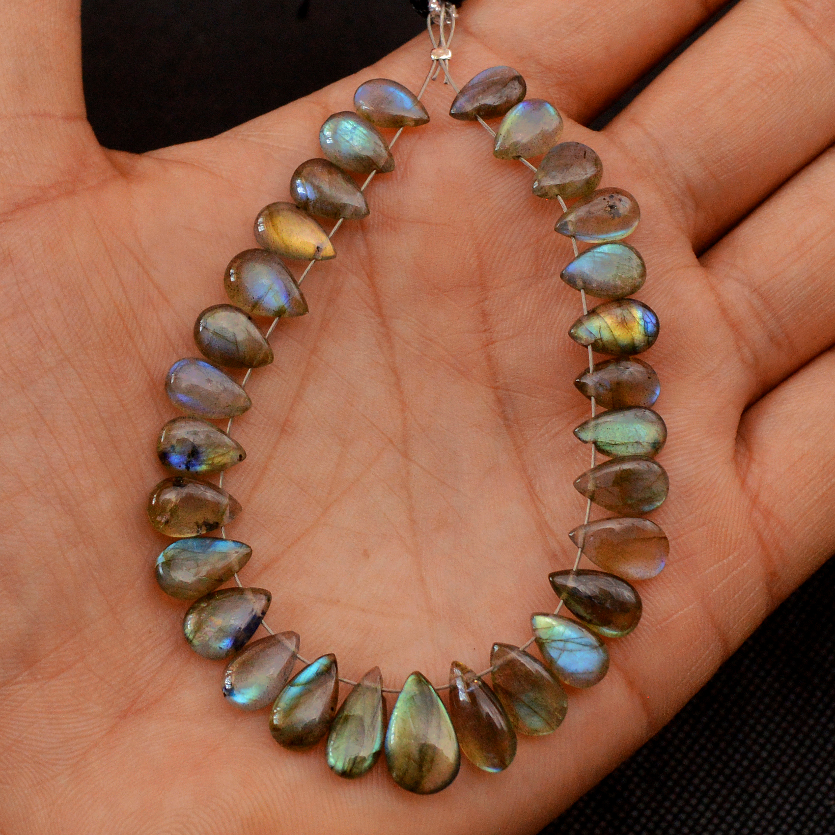 29 Pcs 58 Cts Natural Labradorite Drop Beads Side Drilled Briolette Gemstone 11x6 8x4mm 18653
