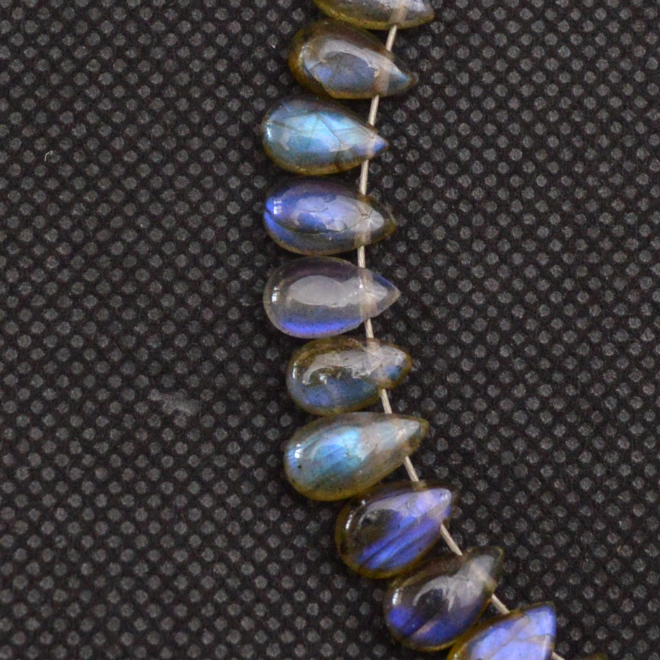 35 Pcs 51 Cts Natural Labradorite Drop Beads Side Drilled Briolette Gemstone 10x4 6x3mm 18654