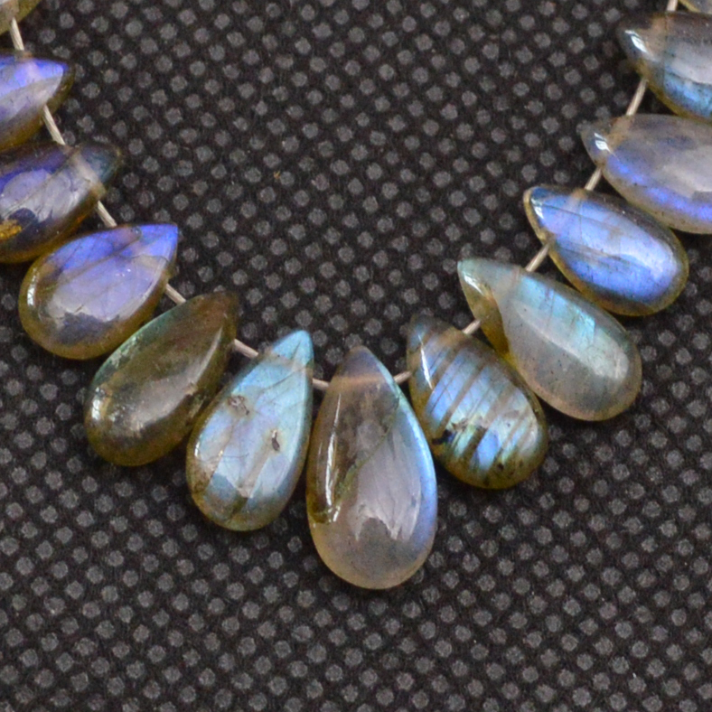 35 Pcs 51 Cts Natural Labradorite Drop Beads Side Drilled Briolette Gemstone 10x4 6x3mm 18654