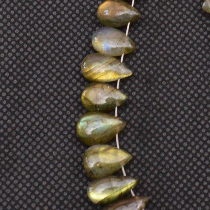 26 Pcs 69 Cts Natural Labradorite Drop Beads Side Drilled Briolette Gemstone 9x5 8x5mm 18655