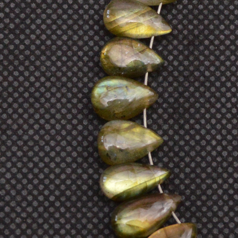 26 Pcs 69 Cts Natural Labradorite Drop Beads Side Drilled Briolette Gemstone 9x5 8x5mm 18655
