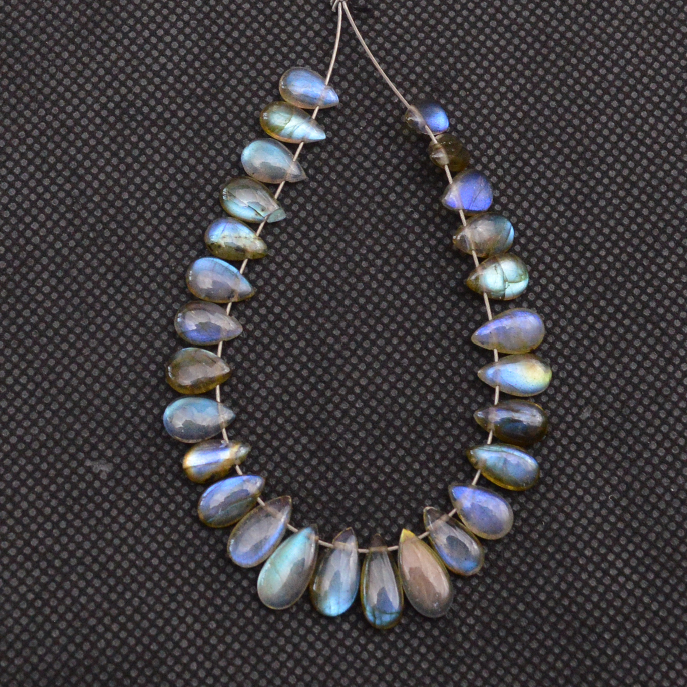 27 Pcs 32 Cts Natural Labradorite Drop Beads Side Drilled Briolette Gemstone 9x2 5x3mm 18656
