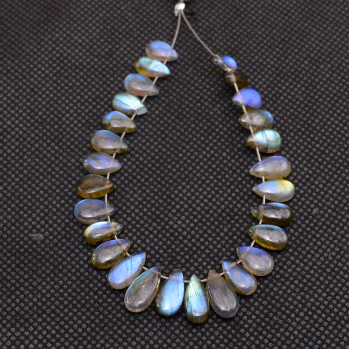 27 Pcs 32 Cts Natural Labradorite Drop Beads Side Drilled Briolette Gemstone 9x2 5x3mm 18656