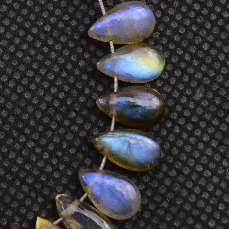 27 Pcs 32 Cts Natural Labradorite Drop Beads Side Drilled Briolette Gemstone 9x2 5x3mm 18656