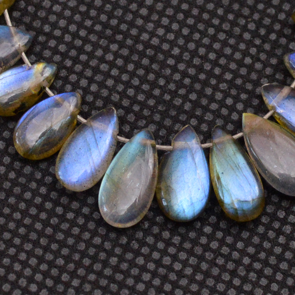 27 Pcs 32 Cts Natural Labradorite Drop Beads Side Drilled Briolette Gemstone 9x2 5x3mm 18656