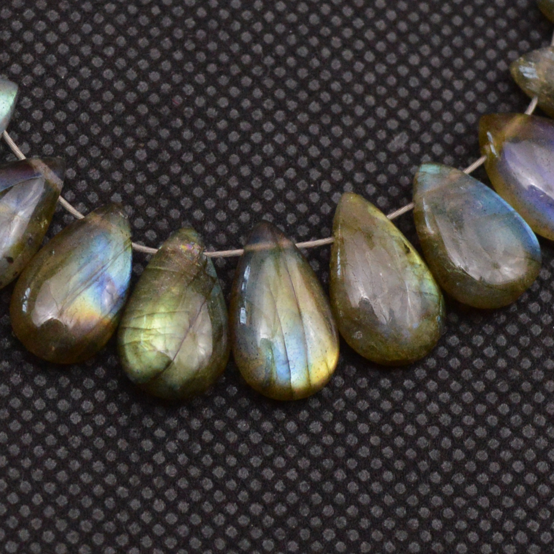 29 Pcs 101 Cts Natural Labradorite Drop Beads Side Drilled Briolette Gemstone 11x7 9x6mm 18657